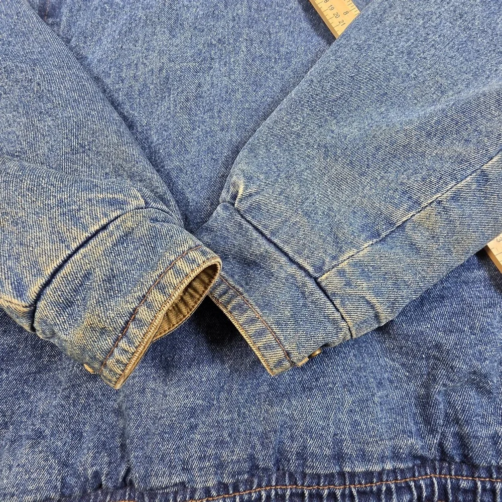 Vintage 90s Denim Lined Bomber Jacket‎ Size XL Unbranded Zip/snaps